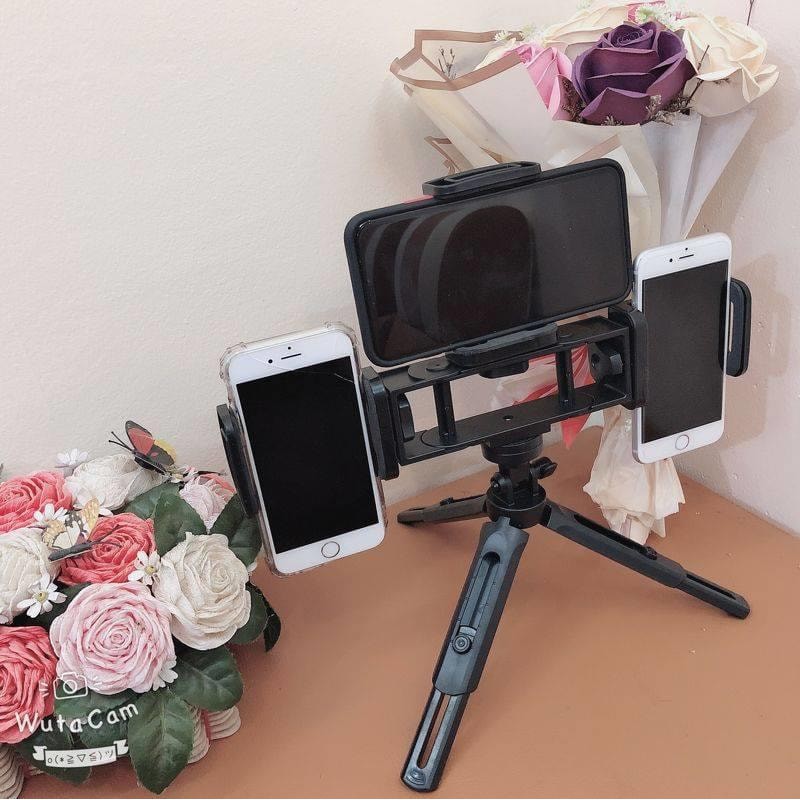 Gậy Tripod 3 in 1 + 3 Kẹp ĐT, Giá Đỡ Điện Thoại 3 Chân 360 Độ, Chân Tripod Chụp Ảnh Livestream - [PK.Tốt - BH 12 Tháng]