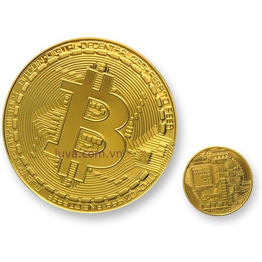 Đồng bitcoin tượng trưng mạ vàng 24k