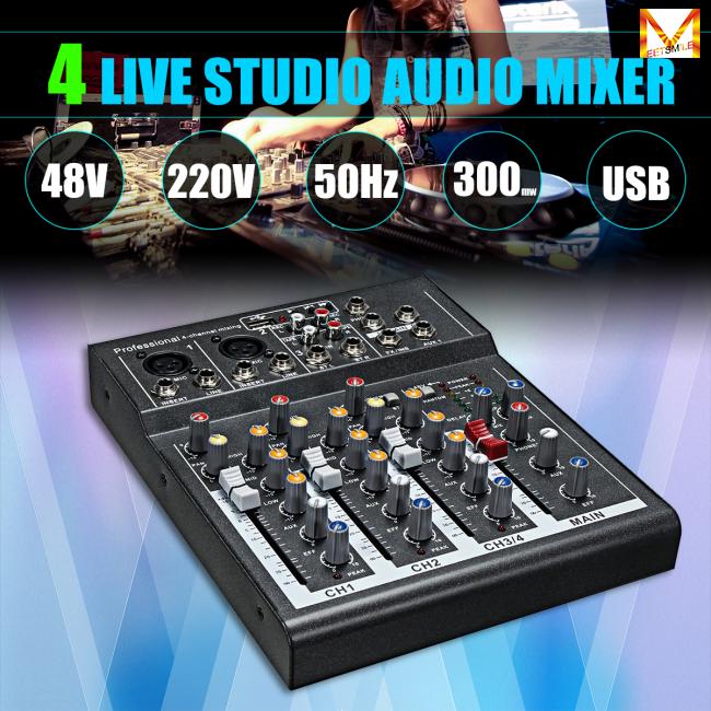 Bộ khuếch đại âm thanh karaoke mini 4 kênh chuyên nghiệp kèm micro chuyên dụng