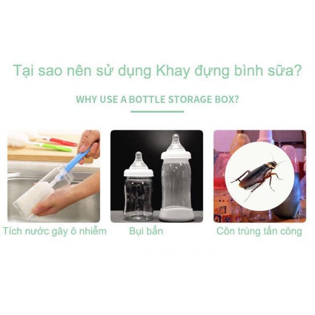 Khay úp bình sữa mẫu mới có 2 van thoát hơi ẩmGIADUNGTONGKHO1Giá đựng bình có nắp đậy,Giá úp bình sữa cao cấp cho bé