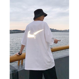 Áo phản quang in 2 mặt đẹp [FREESHIP] Áo unisex, áo thun nam nữ đen trắng from rộng, vải cotton xịn