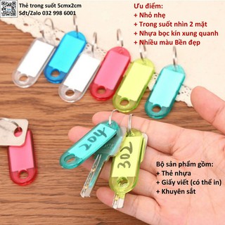 combo 10 Thẻ nhựa ghi chú treo chìa khóa, Viết hoặc in ấn tên, SĐT treo balo, vali đánh dấu vật dụng