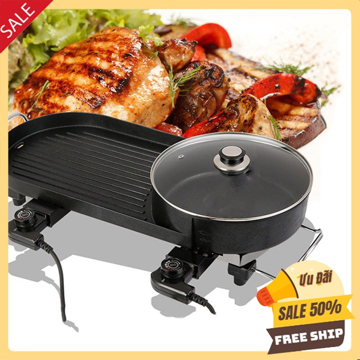 Bếp Lẩu Nướng Không Khói Thái Lan Loại To Chỉnh Nhiệt Độ Riêng Biệt