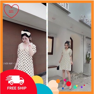 Váy bầu chấm bi thiết kế đẹp - Đầm bầu suông thời trang công sở phù hợp cả dự tiệc và đi chơi giá rẻ