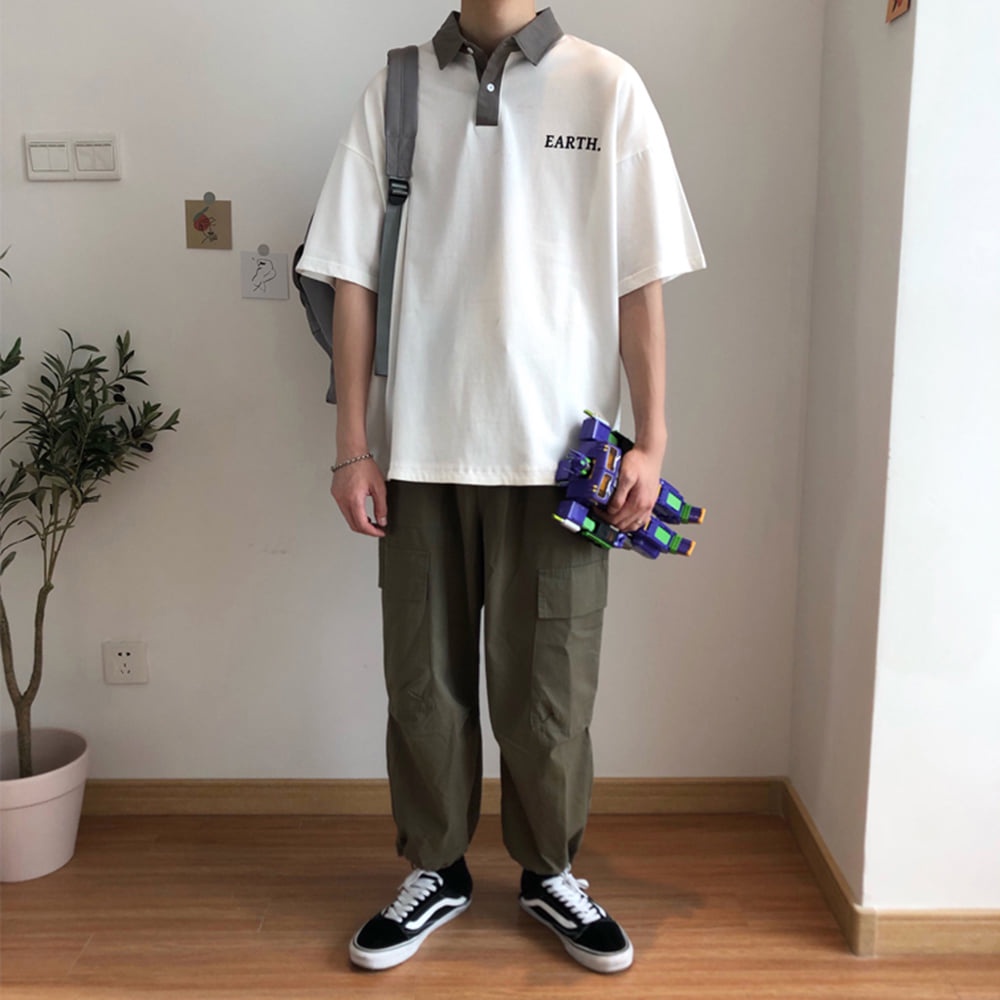 Áo Polo Unisex form rộng tay lỡ nam nữ HL01