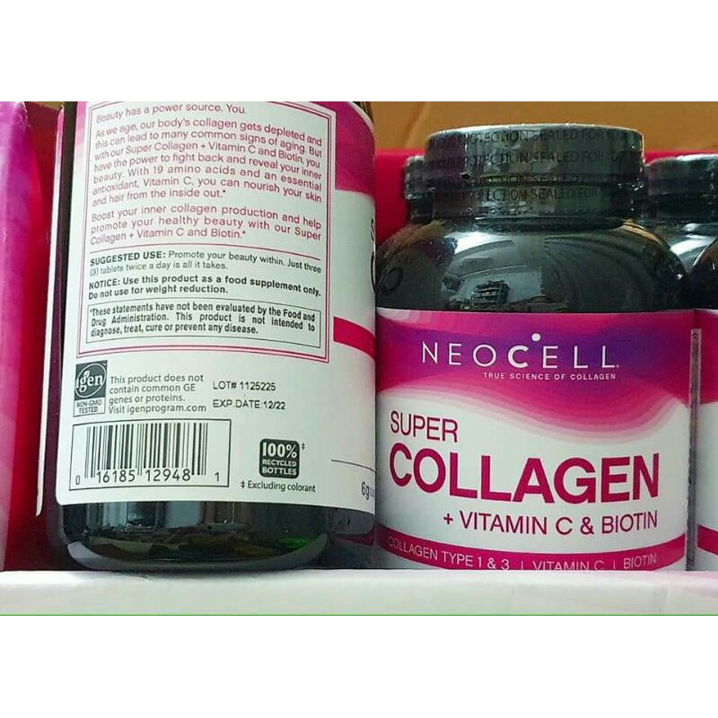 Viên Uống Neocell Biotin Super Collagen + C chai 360 viên từ Mỹ - Ngăn Chặn Lão Hóa, Vết Nhăn trên da