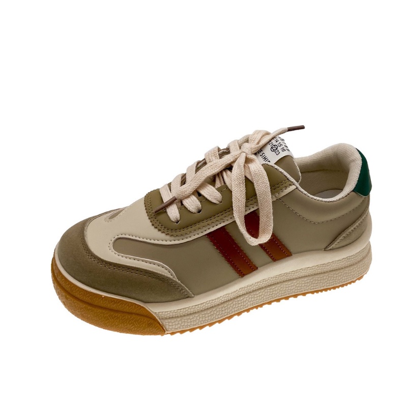 Giày MWC 0694 - Giày Thể Thao Nữ Đế Bánh Mì, Giày Sneaker Da Hai Sọc Cá Tính Năng Động