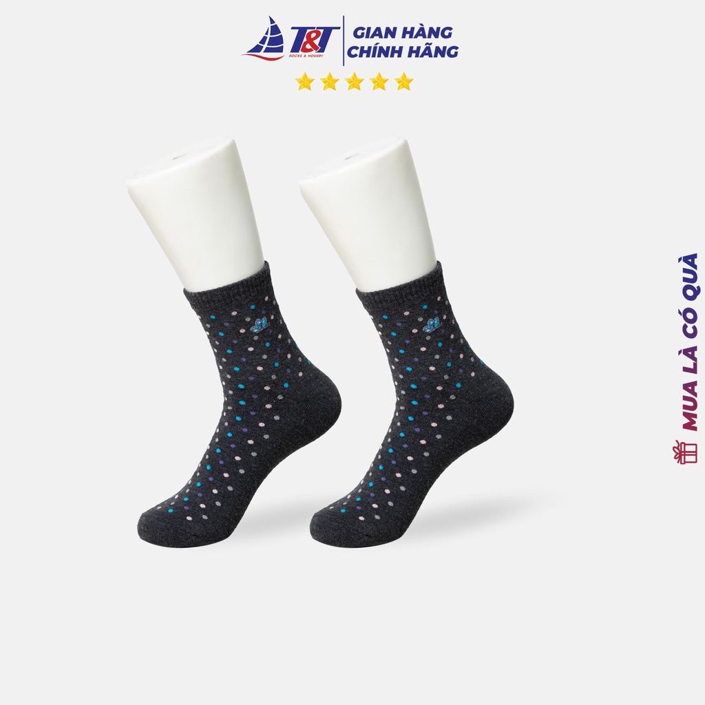 Combo 5 đôi Tất Nữ cổ trung hoạ tiết chấm bi T&amp;T SOCKS &amp; HOSIERY - NU 550