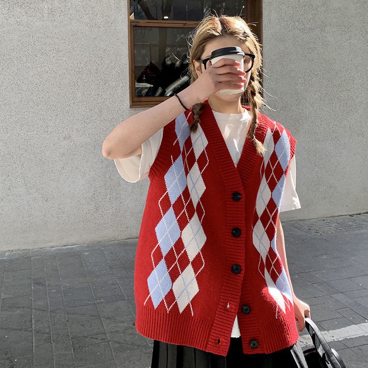 Áo len không tay cổ chữ V thời trang nữ tính