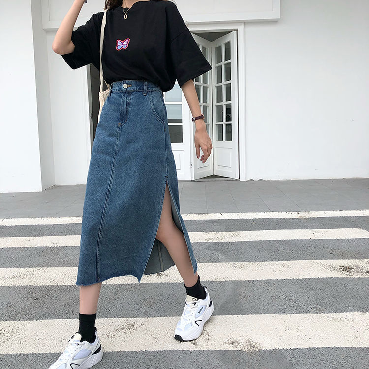 Korean fashion blue denim skirt | BigBuy360 - bigbuy360.vn