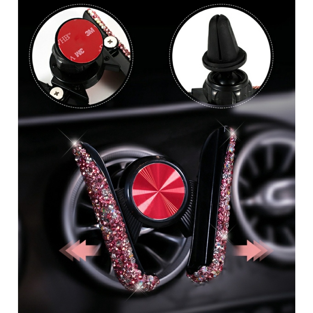 Kẹp điện thoại đính đá trên ô tô - Kẹp Cửa Gió Đính Đá