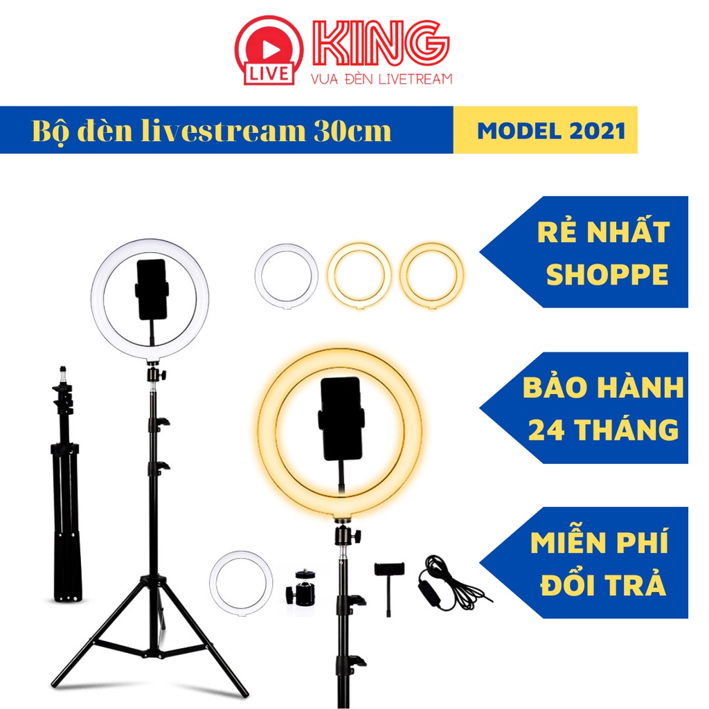 [BH 24T] Đèn livestream 30cm CAO CẤP thương hiệu LIVEKING hỗ trợ việc makeup, livestream có nhiều Chế độ ánh sáng