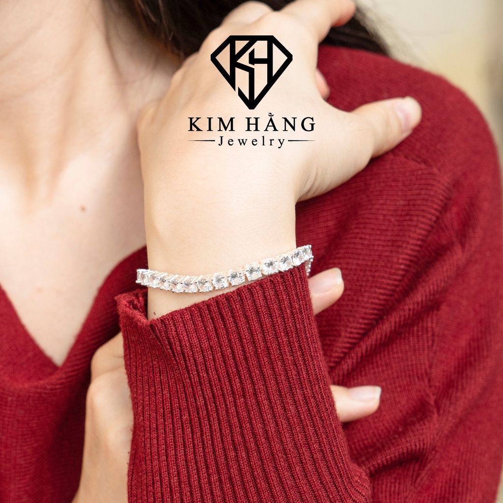 Lắc Tay BẠC Full Đá Tennis Tròn Tinh Tế Sang Trọng