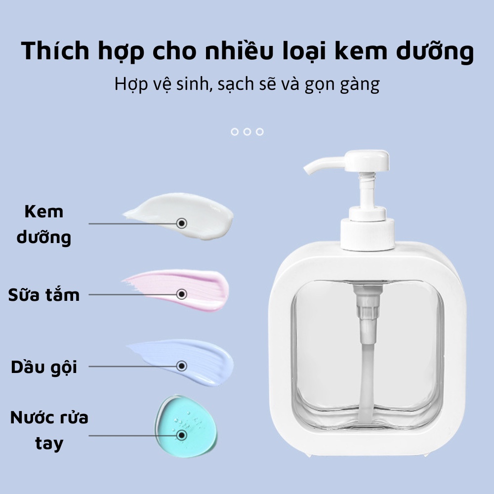 Chai nhựa chiết dầu gội sữa tắm nước rửa tay phòng tắm dạng nhấn trong suốt tiện lợi