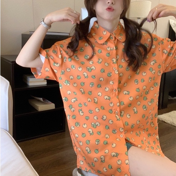 【ZHELIHANGFEI】Áo Sơ Mi Tay Dài Form Rộng Họa Tiết In Theo Phong Cách Nhật Bản Dễ Phối Đồ