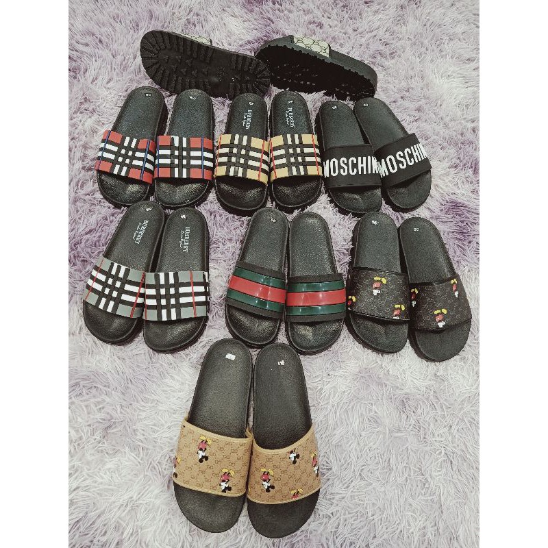 Dép quai ngang pha 3 màu, xanh đỏ đen,