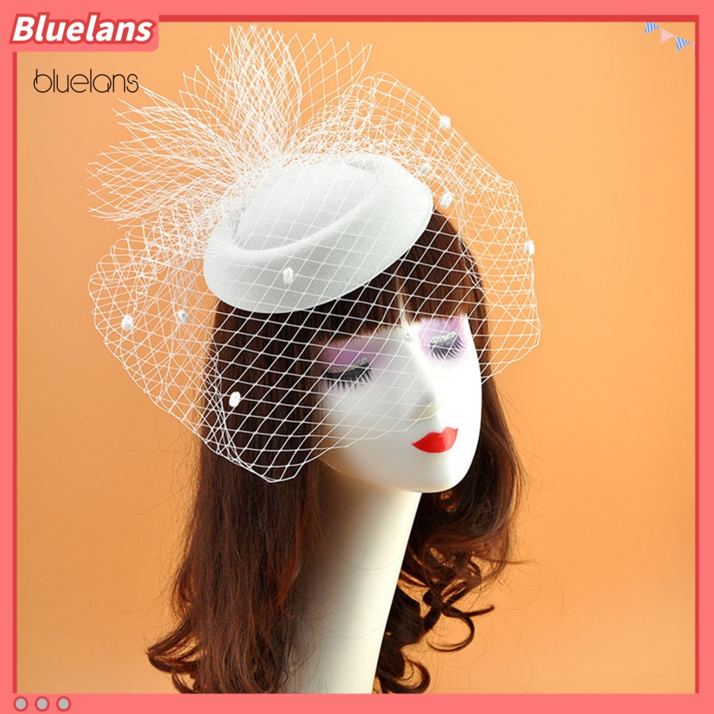 Mũ Lưới Đính Hoa Vải Tuyn Phong Cách Retro Cho Cô Dâu