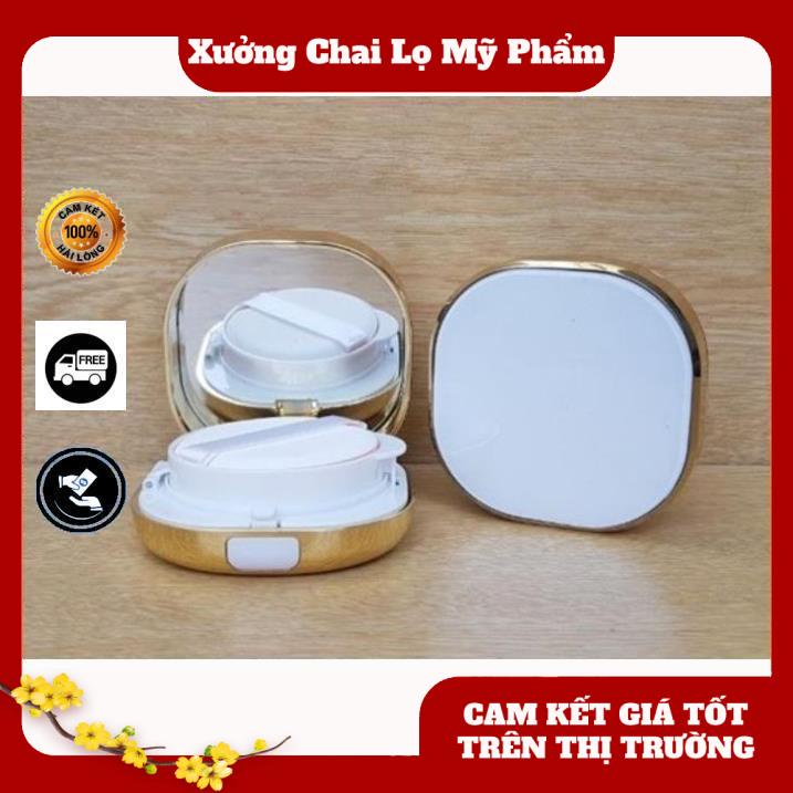 Hộp Phấn Cushion Viền Vàng,Hồng 15g chiết mỹ phẩm , phụ kiện du lịch