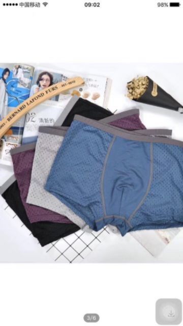 {Lẻ Như Sỉ} Hộp 4 Chiếc Quần Sịp Đùi Thông Hơi Men's