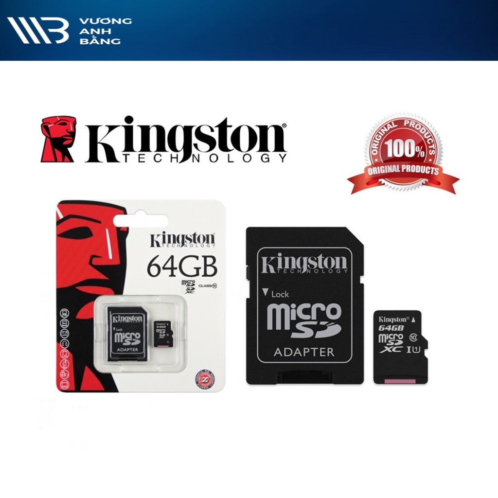 Thẻ nhớ MicroSD 32G 64G 128G KINGSTON 100R Box Class10 U1 100MB/s - Hàng Chính Hãng