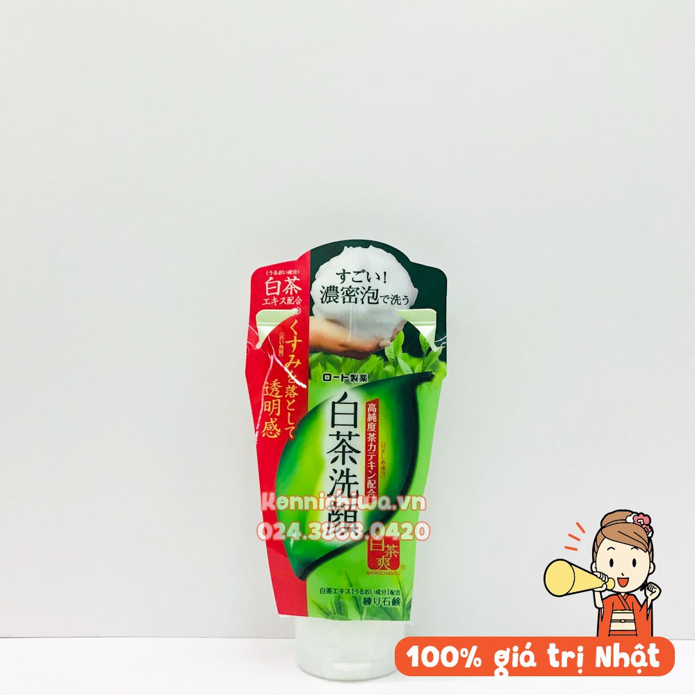 [Hàng Nhật chính hãng] Sửa Rửa Mặt Trà Xanh Rohto Shirochasou 120g kiềm dầu, sáng da, dưỡng ẩm
