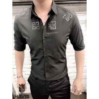 Áo sơ mi nam dài tay phối hoạ tiết in thời trang ASM055