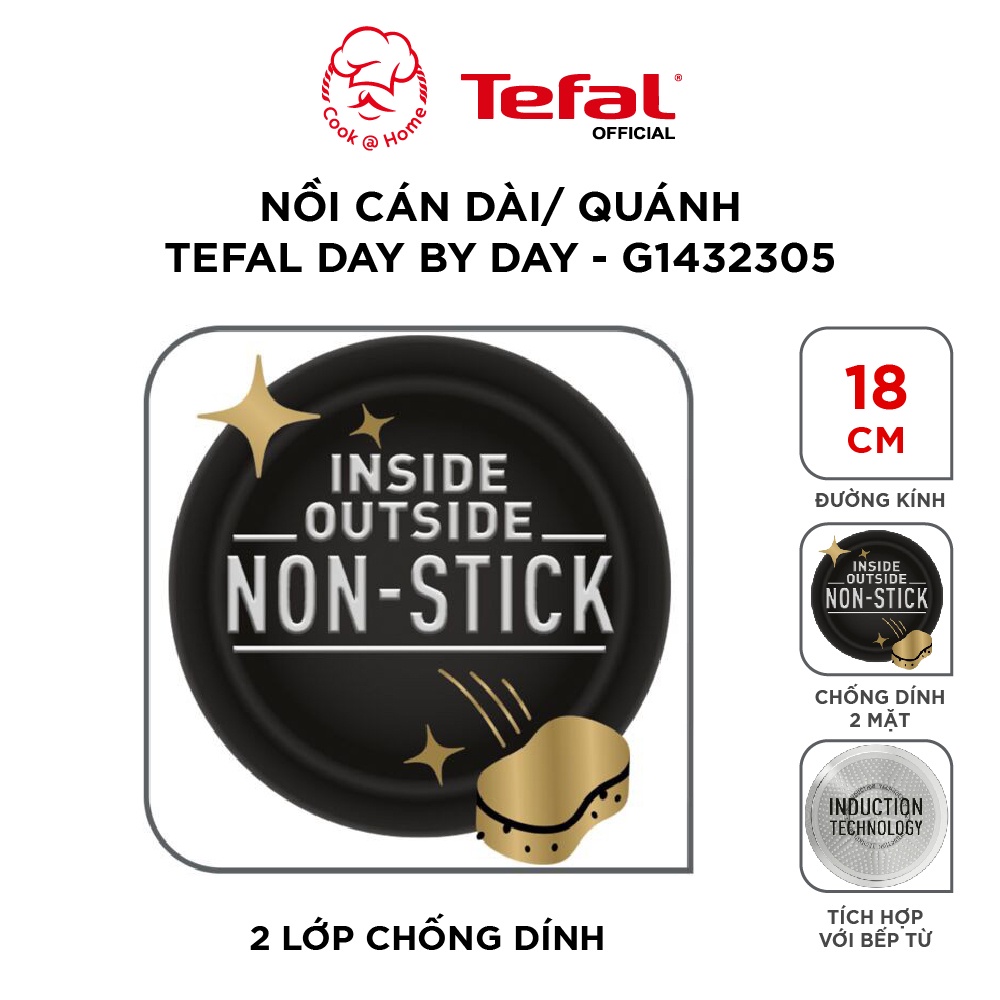 Nồi cán dài/ quánh Tefal Day By Day size 18cm - G1432305