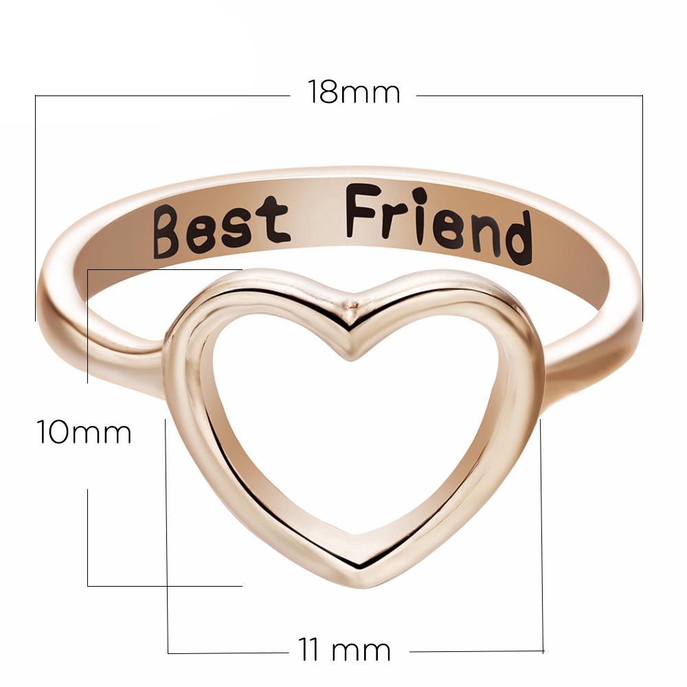 Nhẫn bạn thân khắc chữ Best Friend thiết kế trái tim