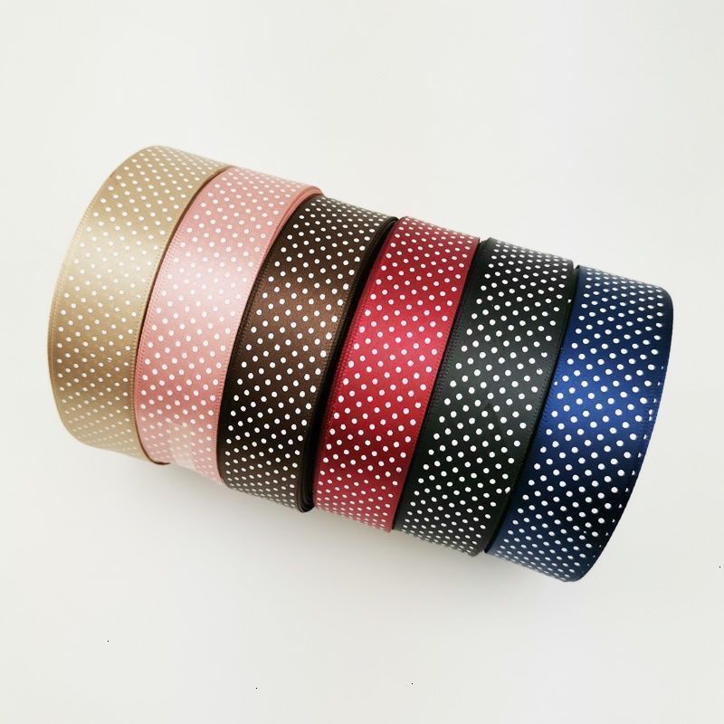 Cuộn ruy băng satin 25 yards 25mm hoạt hình in chấm bi trang trí gói quà