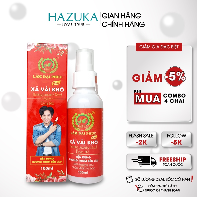 Chai nước hoa xịt thơm quần áo Lâm Đại Phúc 100ml nước xả vải khô tinh dầu thơm quần áo, Shop Hazuka love true