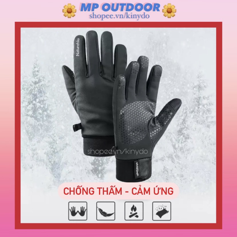 GĂNG TAY CHỐNG NƯỚC CÓ CẢM ỨNG CHỐNG RÉT ĐI XE MÁY DÃ NGOẠI LEO NÚI NATUREHIKE NH19S005-T