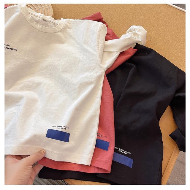 Áo Thun 100% Cotton Tay Dài Cổ Tròn Phong Cách Hàn Quốc Thời Trang Mùa Thu Mới 2022 Dành Cho Trẻ Em