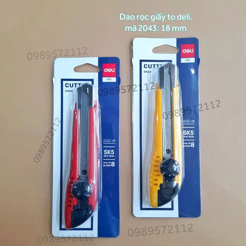 Dao rọc giấy deli 2043-Dao trổ to deli 18mm.