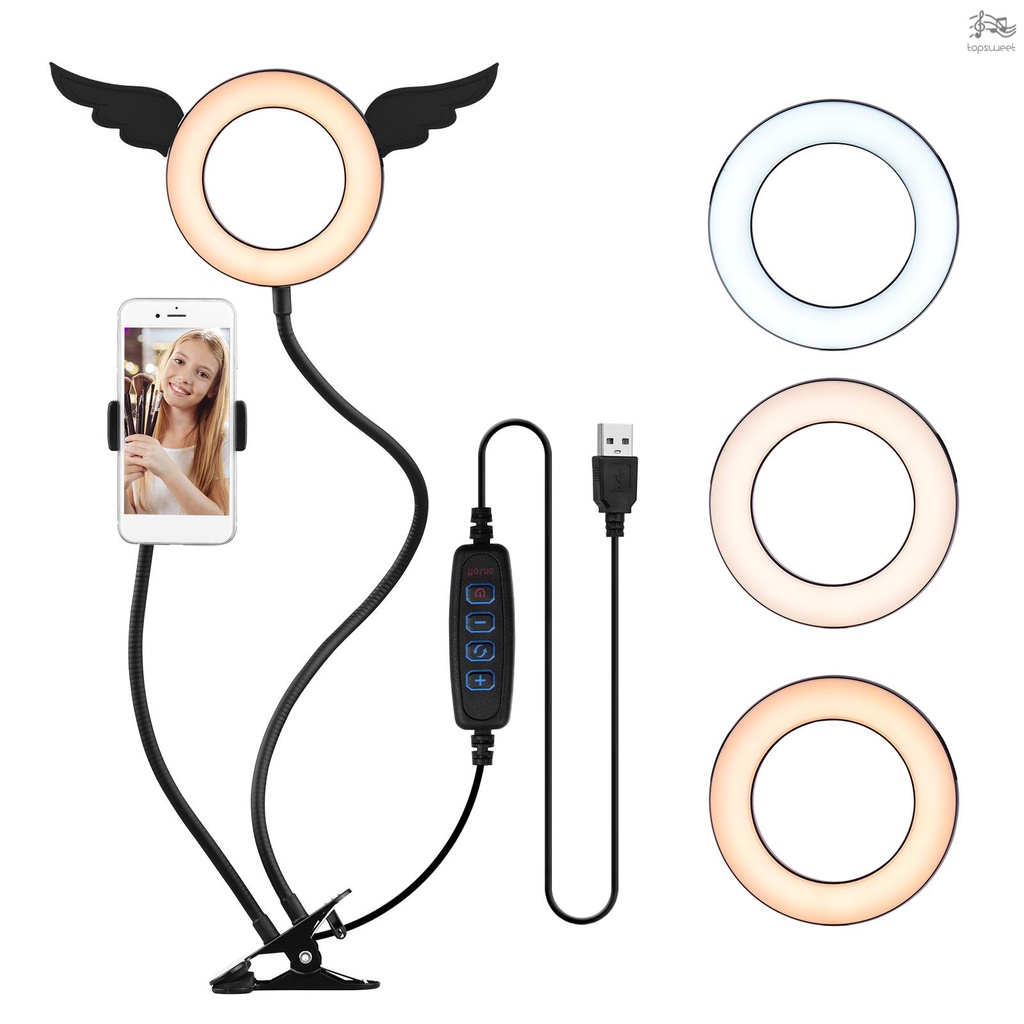 Vòng Đèn LED Andoer 5-inch 3800K-6800K 3 Màu Có Thể Điều Chỉnh Độ Sáng Kèm Giá Đỡ Điện Thoại | BigBuy360 - bigbuy360.vn