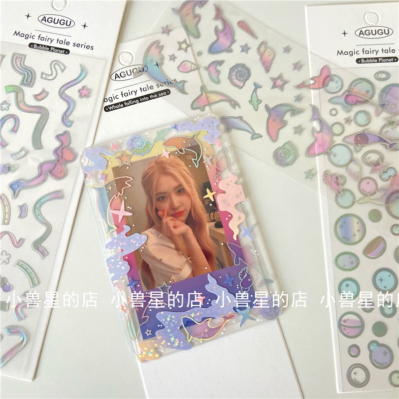 Zanmo tờ nhãn dán sticker trang trí ảnh idol trong suốt hologram decor toploader