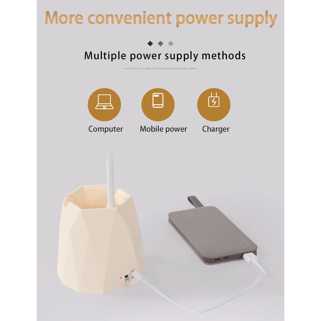 Đèn Led Để Bàn 3 Bóng Bảo Vệ Mắt Đa Năng Có Thể Sạc Lại Kèm Giá Đỡ