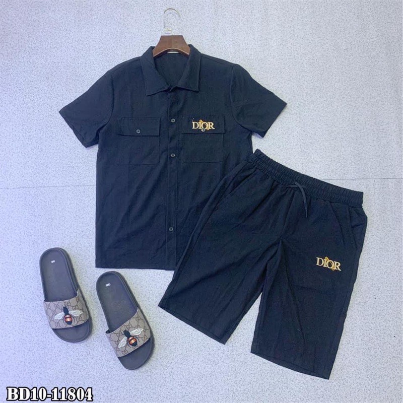 Bộ Đũi Nam Cổ Bẻ Thêu Chữ Túi Ngực | BigBuy360 - bigbuy360.vn