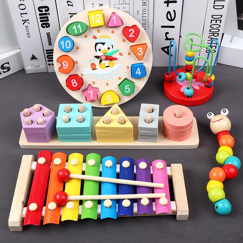 Đồ chơi gỗ Montessori Combo 6 món cho bé tư duy, phát triển trí tuệ