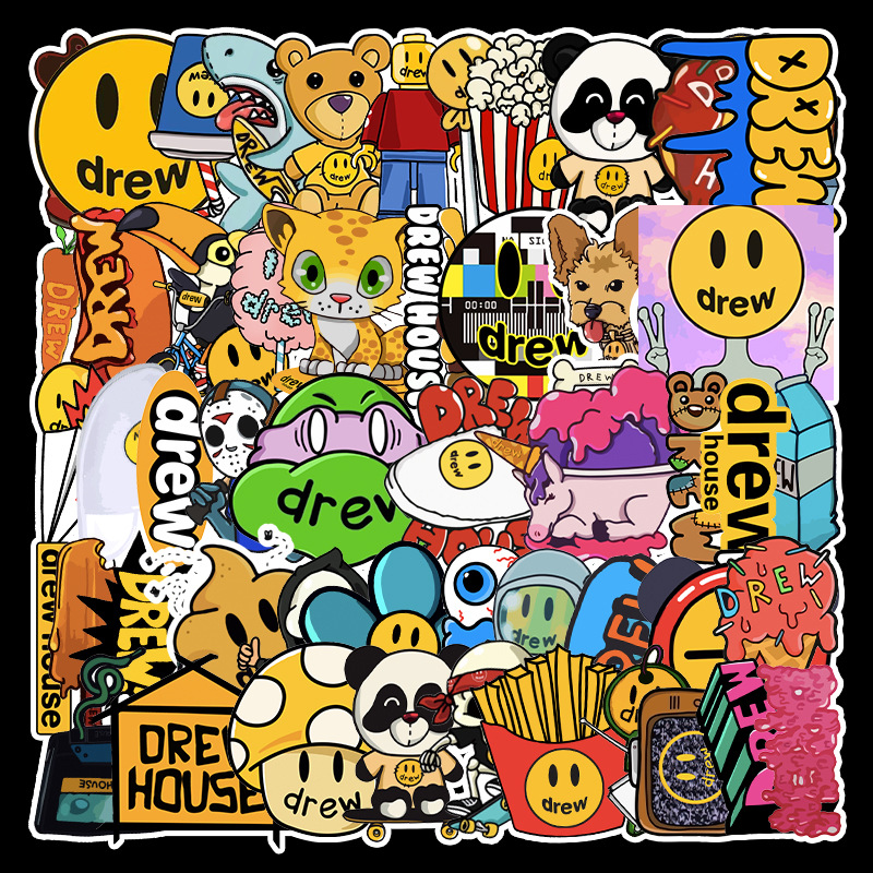 ❉ Drew House - Justin Bieber Fashion Brand Series 04 Stickers ❉ 52Pcs/Set Waterproof DIY Decals Doodle Stickers
