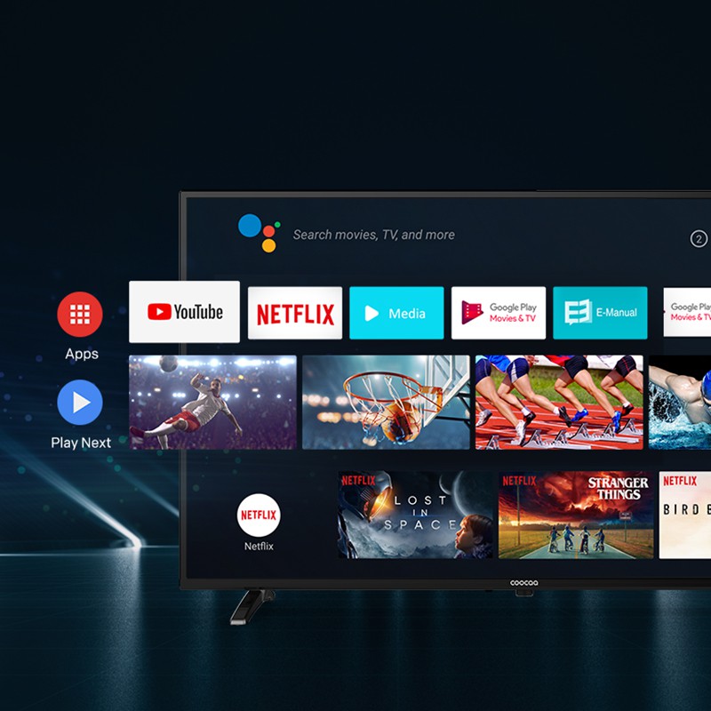 SMART TV Full HD Coocaa 42 inch - Android 9.0 TV - Wifi - viền mỏng - Model 42S3G - tivi giá rẻ Chân viền kim loại