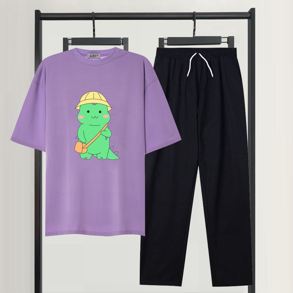 Sét Bộ Đồ Nữ Mặc Đi Chơi Dự Tiệc, Mặc Ở Nhà Mùa Hè, Áo Phông Cotton Kèm Quần Kaki Phong Cách Hàn Quốc