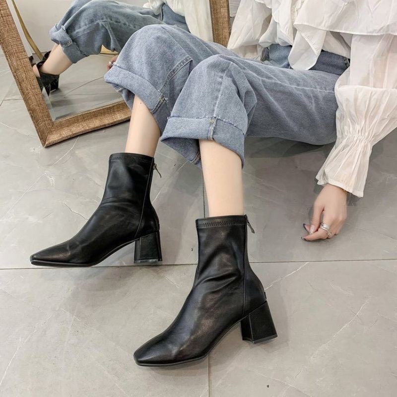 [SẴN -LOẠI 1] Bốt nữ Metan Boots da nhăn đế trụ phong cách trẻ trung | BigBuy360 - bigbuy360.vn