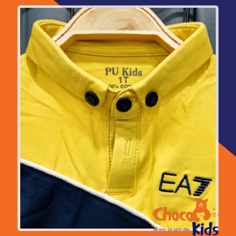 ÁO THUN BÉ TRAI MÀU VÀNG SIZE ĐẠI CÓ CỔ TRỤ ÁO POLO CAO CẤP