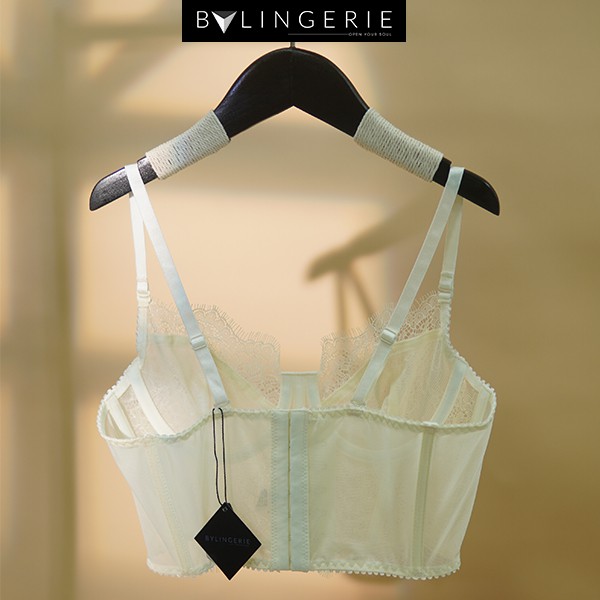 Corset Không Độn Ren Nữ, Bộ Đồ Lót Ren Nữ Nâng Ngực Sexy Màu Trắng Ngà  | BY LINGERIE | B161 | BigBuy360 - bigbuy360.vn