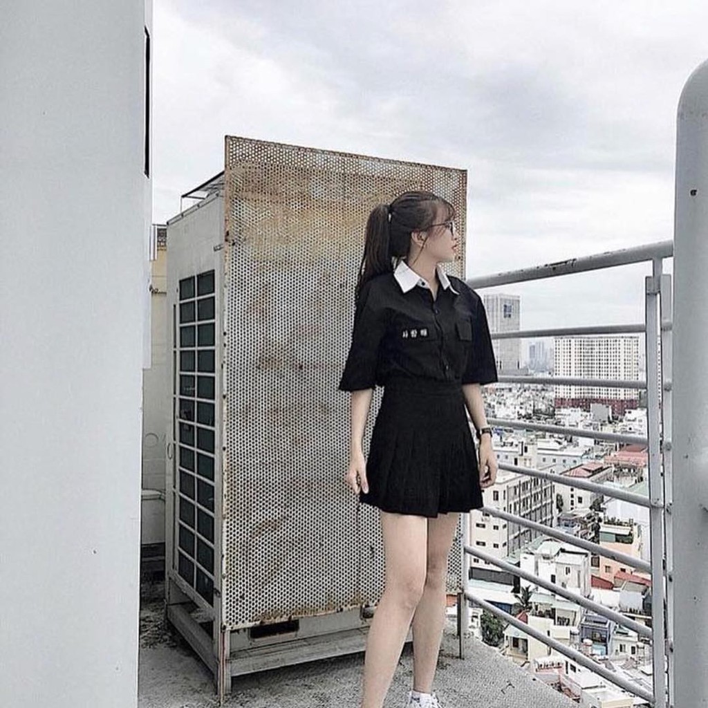Sơ Mi Hàn Quốc( T- Shirt Saranghe)-Đen