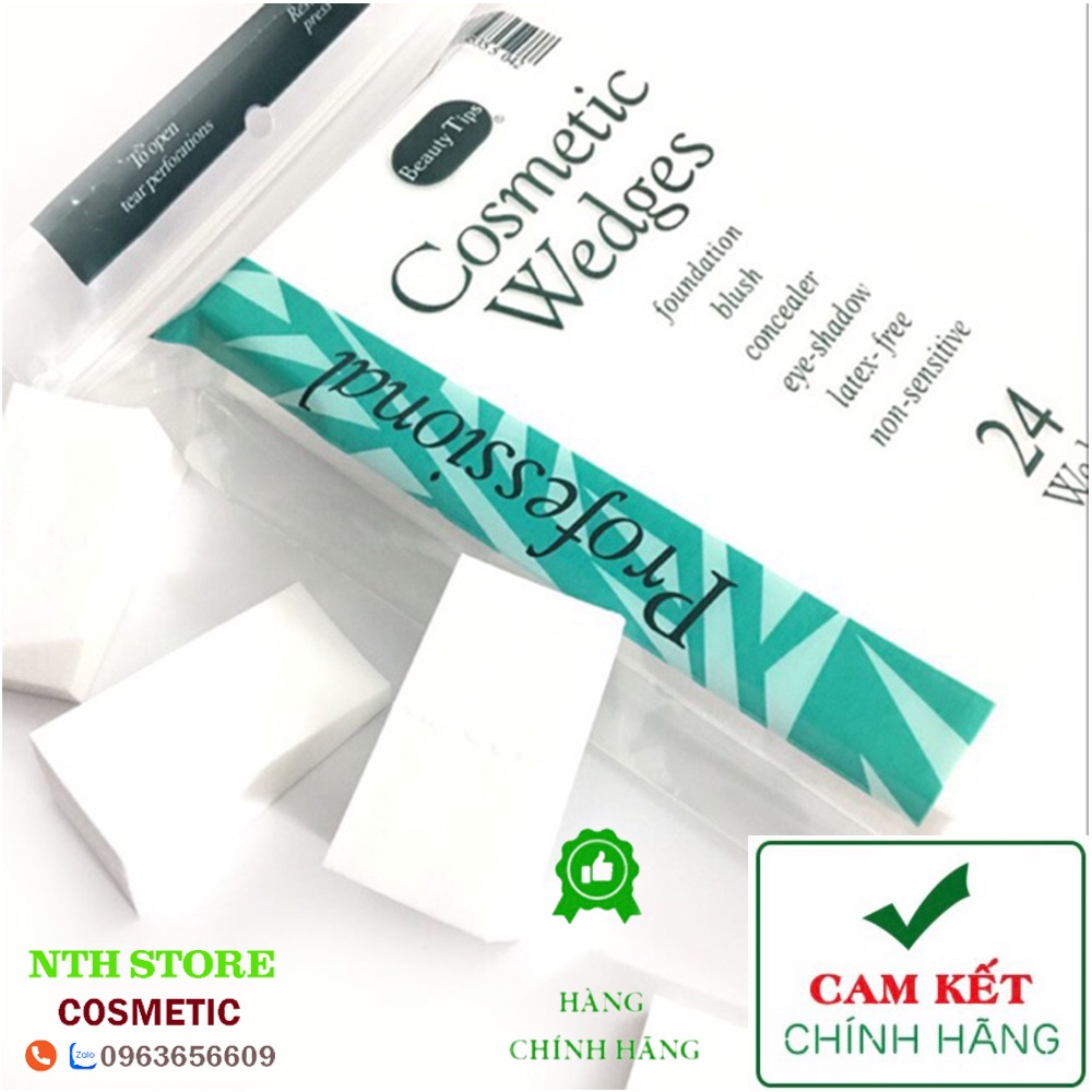 Bông mút kem nền 24 miếng Cosmetic wedges chính hãng