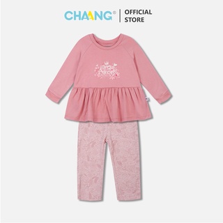 Bộ quần áo dài raglan Jungle hồng CHAANG