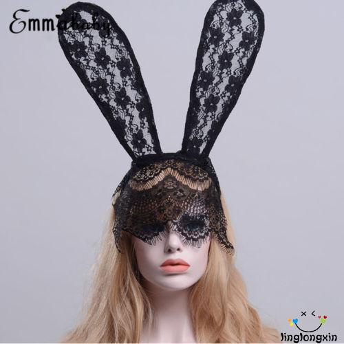 ✮Za❥Băng Đô Tai Thỏ Dài Phối Ren Hóa Trang Quyến Rũ Cho Nữ