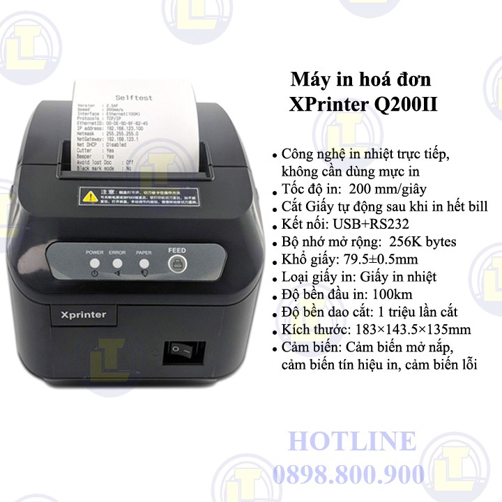 [Mã 66ELHASALE hoàn 7% đơn 500K] Máy in hoá đơn, in bill XPrinter Q200II ( USB)