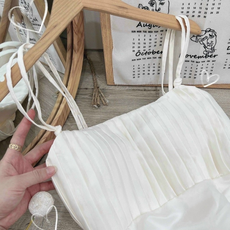 Set áo dây xếp li + quần sọt siêu xinh